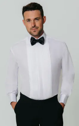 Standard Collar, Pleated Front Tuxedo Shirt