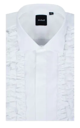 Dobell White Tuxedo Shirt With Ruffle Front