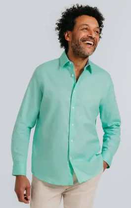 Loose fold up linen t-shirt - Aqua-Esque