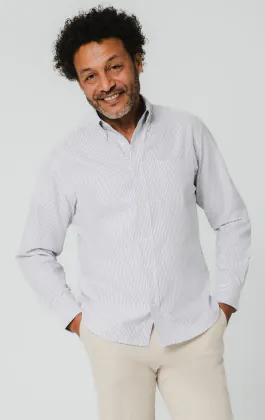 Blue and White Striped Oxford Shirt