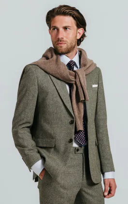 Sage Green Herringbone Tweed Suit