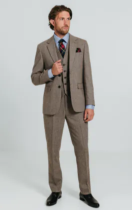 Brown Herringbone Tweed 3 Piece Suit