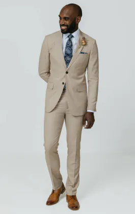 Stone Sharkskin Slim Fit Suit