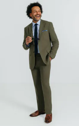 Green Linen Twill Suit