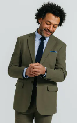 Green Linen Twill Suit