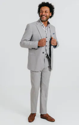 Light Grey Linen 3 Piece Suit