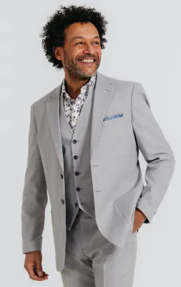 Light Grey Linen 3 Piece Suit