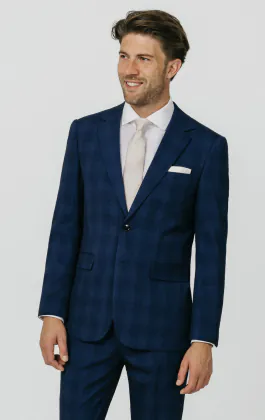 Royal Blue Shadow Check Suit
