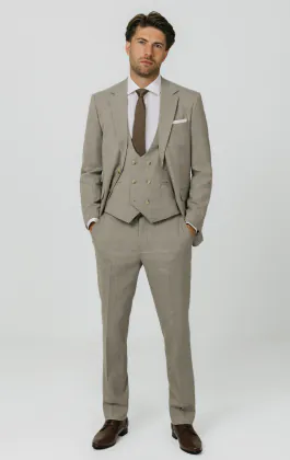 Natural Check 3 Piece Suit