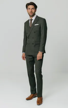 Green Weave Double Breasted Suit