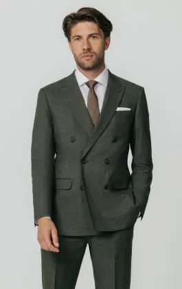 Green Weave Double Breasted Suit