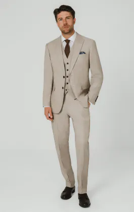 Stone Sharkskin Suit