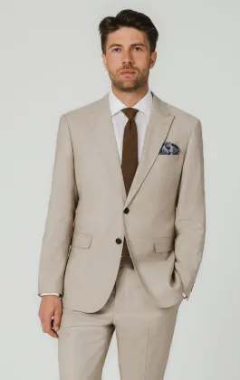 Stone Sharkskin Suit