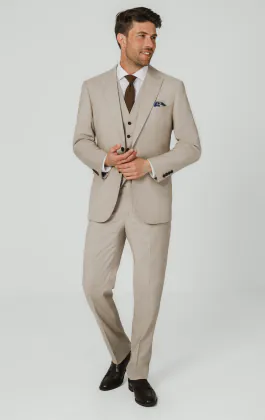 Stone Sharkskin 3 Piece Suit