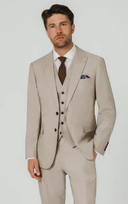 Stone Sharkskin 3 Piece Suit