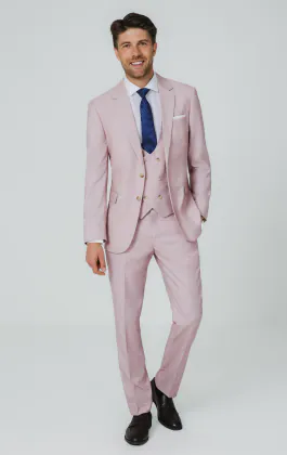 Rose Pink Sharkskin 3 Piece Suit