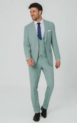 Mint Green Hopsack 3 Piece Suit