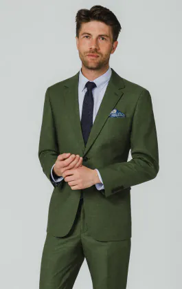 Pine Green Textured Weave Suit