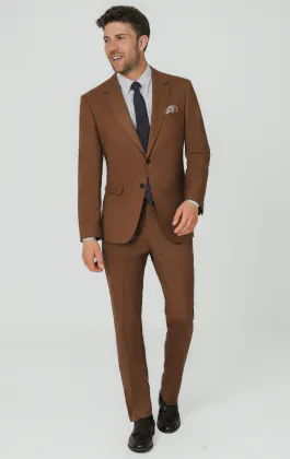Mid Brown Twill 3 Piece Suit