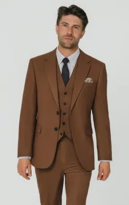 Mid Brown Twill 3 Piece Suit