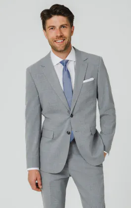 Light Grey & Blue Check Suit