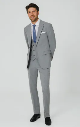 Light Grey & Blue Check 3 Piece Suit