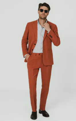 Burnt Orange Pure Linen Suit