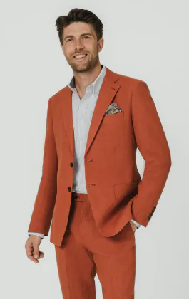 Burnt Orange Pure Linen Suit