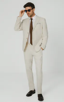 Cream Pure Linen Suit