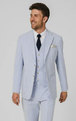 Blue & White Seersucker 3 Piece Suit