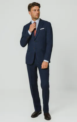 Blue Herringbone Tweed Suit