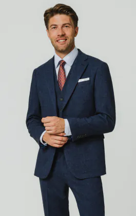 Blue Herringbone Tweed 3 Piece Suit