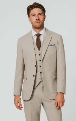 Stone Donegal Tweed 3 Piece Suit