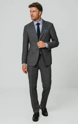 Grey Herringbone Tweed Suit