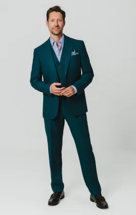Teal Wool Flannel 3 Piece Suit