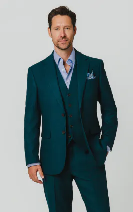 Teal Wool Flannel 3 Piece Suit