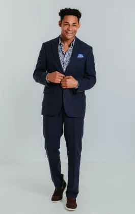 Navy Linen Suit