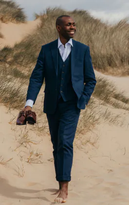 Navy Linen 3 Piece Suit