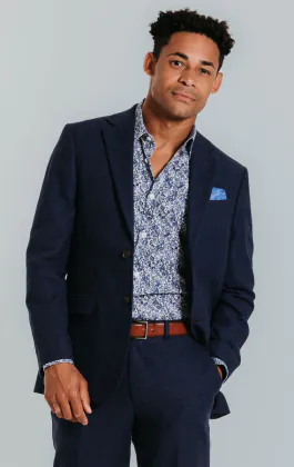 Navy Linen Suit