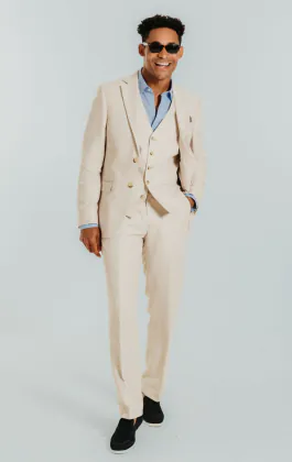 Cream Linen 3 Piece Suit