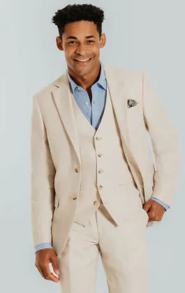 Cream Linen 3 Piece Suit
