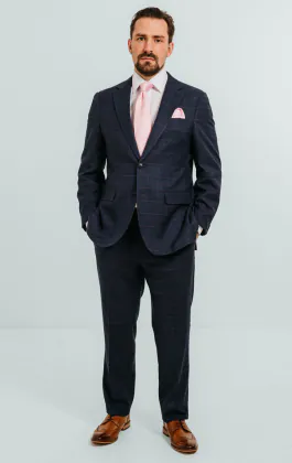 Navy with Pink Check Suit
