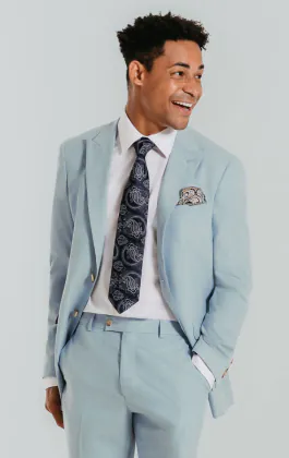 Light Blue Suit with Peak Lapel