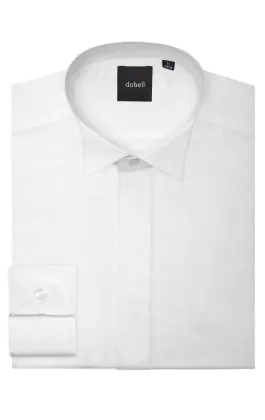 Boys Wing Collar, Plain Fly Front Tuxedo Shirt by Dobell