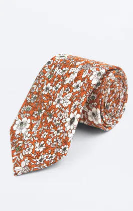 Orange Floral Tie