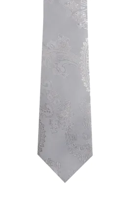 Dobell Boys Silver Paisley Tie