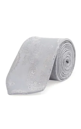 Dobell Boys Silver Paisley Tie