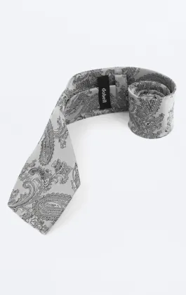 Dobell Grey Paisley Tie