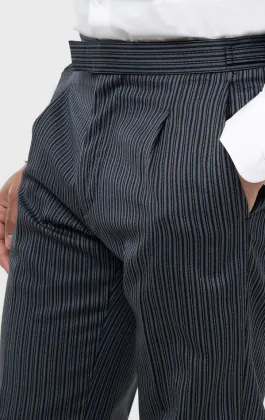 Dobell Black & Grey Striped Wool Blend Morning Suit Trousers