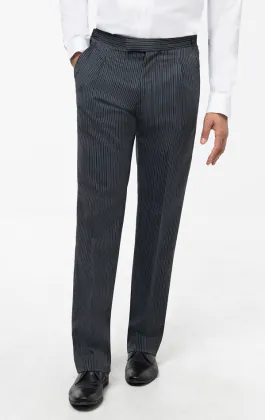 Dobell Black & Grey Striped Wool Blend Morning Suit Trousers